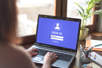 Sign in concept on a laptop screen
