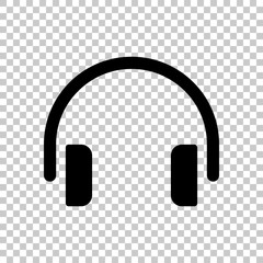 Simple headphones icon. On transparent background.