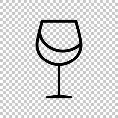 Wall Mural - Wine glass. Linear, thin outline. On transparent background.