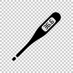 Electronic medical thermometer for body. On transparent backgrou