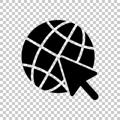 Globe and arrow icon. On transparent background.