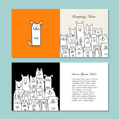 Poster - Business cards design, funny dogs family