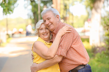 Wall Mural - Happy mature couple in city park