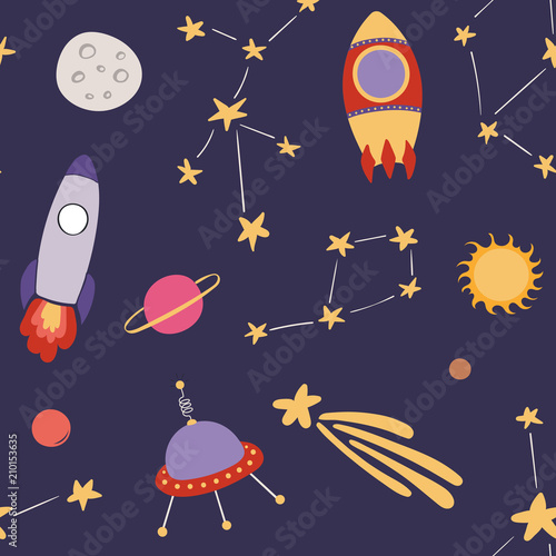 Space Flat Design Wallpaper