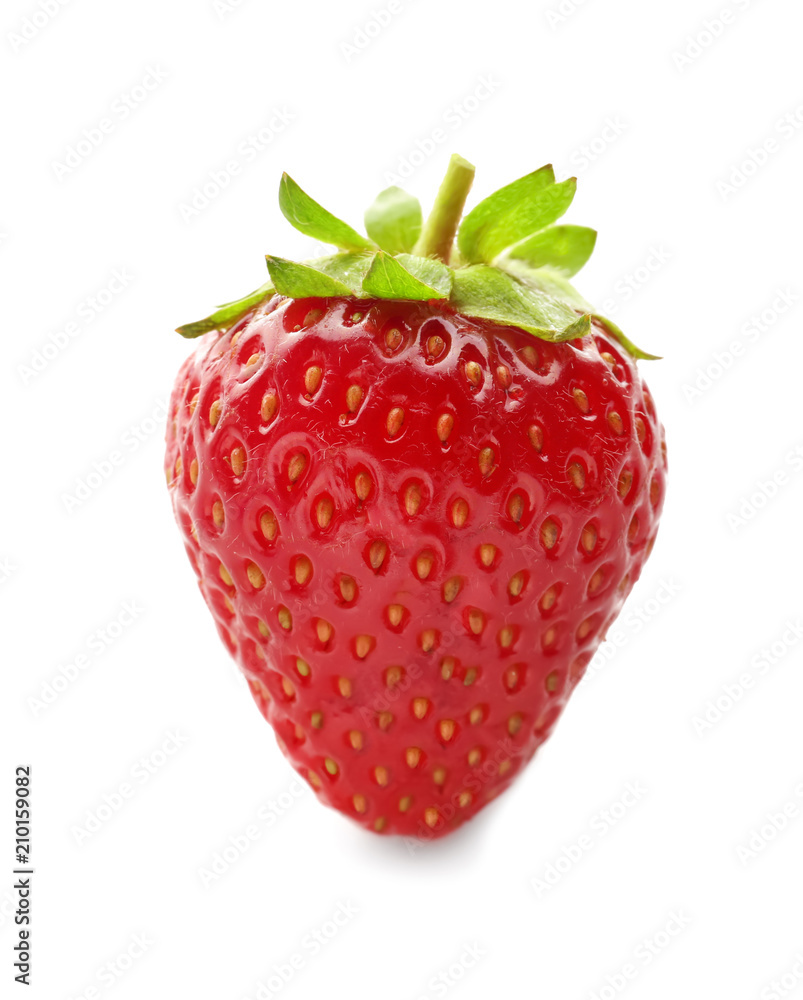 Ripe red strawberry on white background