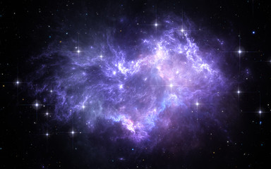 Wall Mural - space background with nebula and stars, 3d illustration