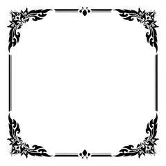 Wall Mural - Decorative frame and border, Square frame, Black and white, Thai pattern, Vector illustration