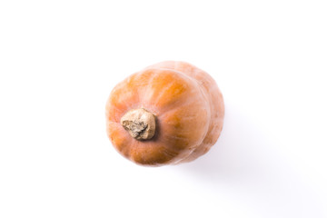 Butternut pumpkin isolated on white background. Top view