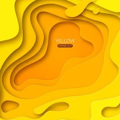 Wall Mural - yellow paper cut background