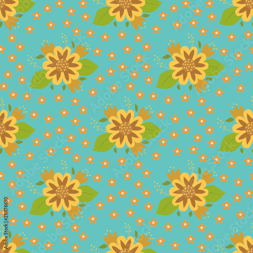 Nature flower hand drawn seamless pattern background floral summer flora vect...