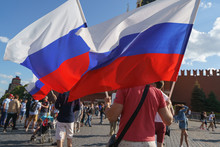 Russian Flags On The Red Square
