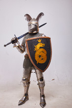 Knight In Armor On White Background