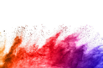 Wall Mural - abstract powder splatted background. colorful powder explosion on white background. colored cloud. c