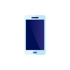Wall Mural - Modern smartphone in blue color icon. Digital device for communication, entertainment and surfint the net. Gadget with blue screen pictogram. Vector flat isolated illustration.