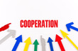 © relif - Colorful Arrows Showing to Center with a word COOPERATION