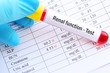 Abnormal high renal function test results with blood sample tube