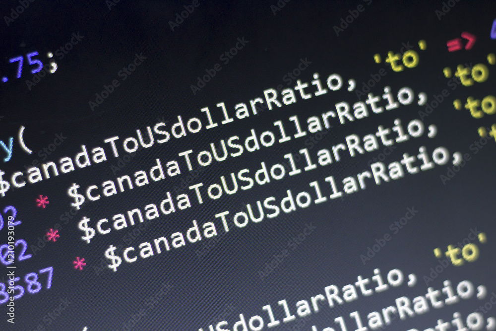 Web developer PHP and CSS3/LESS/SASS code close up. Database connecting ...