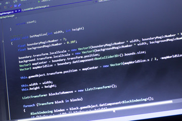 software development c-sharp (c#, .net) code. abstract information technology modern background. dev