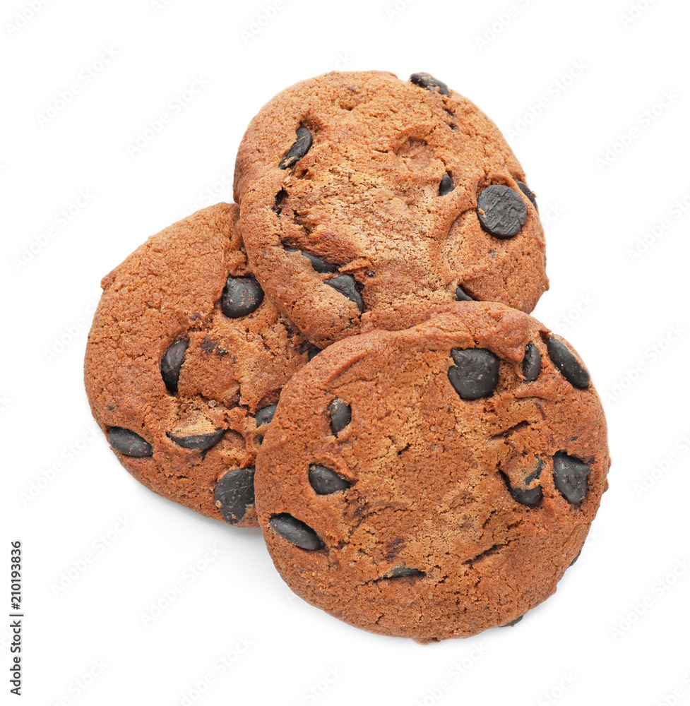 Delicious cookies on white background