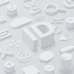 Wall Mural - grey 3d id background with web symbols.