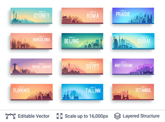 World famous city scapes set.