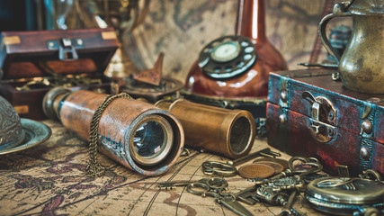 Wall Mural - Telescope And Pirate Collection