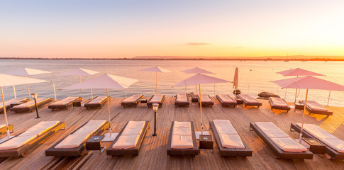 Wall Mural - SYRACUSE, ITALY - sunset in front of the sea