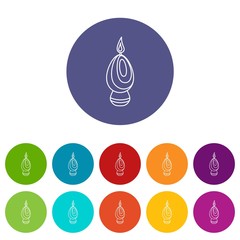 Sticker - Egg candle icons color set vector for any web design on white background