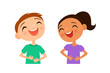 Vector illustration of two children laughing