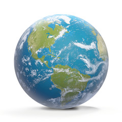 planet earth with clouds, north america and south america 3d-illustration. elements of this image fu