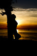 © grufnar - silhouette of a woman leaning on a tree enjoying sunset on a beach