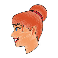 Poster - Young woman face cartoon