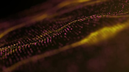 Aufkleber - Digital gold abstract luxurious sparkling wave particles flow de-focus background