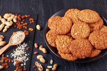 Oatmeal Cookies on a black plate