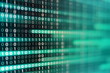 © suebsiri - power of big data. binary code information bit on computer monitor screen display. green light text number one and zero. blur defocus blue bokeh light. technology graphic design background concepts