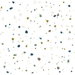 Poster - Terrazzo flooring textured surface modern abstract pattern. Vector seamless abstract repeat with chips of marble or granite in soft pastel  colors.