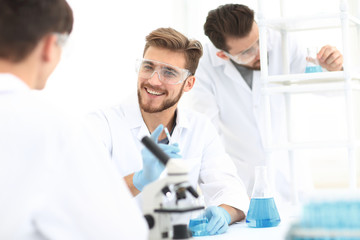 Wall Mural - background image science team in the lab