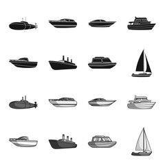 Poster - Protection boat, lifeboat, cargo steamer, sports yacht.Ships and water transport set collection icons in black,monochrome style vector symbol stock illustration web.