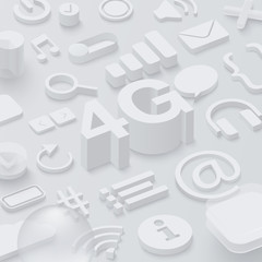 Wall Mural - grey 3d 4g background with web symbols.