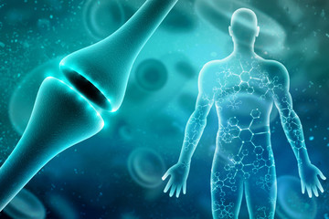 Wall Mural - synapse and neuron cells sending electrical chemical signals. 3d rendering