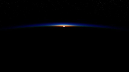 Wall Mural - 4k. sunrise in space. 3d animation. ultra high definition.