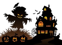Halloween Scarecrow Silhouette Theme 3