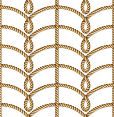 Wall Mural - Nautical  yellow rope woven, seamless pattern, background, isolated on white