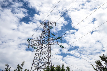 telegraph pole with blue sky