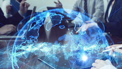 Poster - Globalization concept. Group of businessperson in the meeting room.