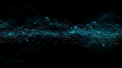 Wall Mural - 3d render abstract background with graph made of dot particles. finance graph with details. complex 