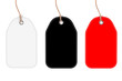 © doomu - Black, White and Red Blank Mockup Tags with Strings. 3d Rendering
