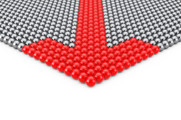 Aufkleber - Leadership Concept. Rows of Chrome Spheres with Red Arrow Spheres. 3d Rendering