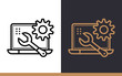 Unique linear icon of Data maintenance. Cloud computing and internet technology icon. Suitable for presentation, mobile apps, website, interfaces and print