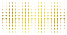 Man User Icon Gold Colored Halftone Pattern. Vector Man User Shapes Are Organized Into Halftone Matrix With Inclined Golden Gradient. Designed For Backgrounds, Covers, Templates And Beautiful Effects.